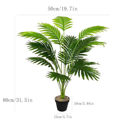 Tall Faux Palm Tree Realistic Potted Silk Artificial Plants Indoor with Pot Floor Plant for Home Office Living Room Bedroom Outdoor Wedding Stairs Foyer Decor (31" Green)