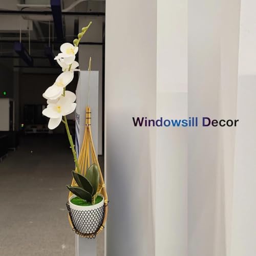 Artificial Orchid Flowers in Pot, 17" Real Touch Phalaenopsis Faux Orchid Plant (Adjustable to 20"), Large White/Pink Fake Flower Arrangement for Dining Table Centerpiece, Home Office (White) - color: White