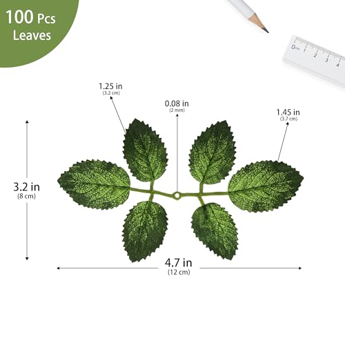 100 Pcs Artificial Flowers Green Leaf Bulk Faux Greenery Silk Fake Rose Leaves Bouquet Garland Wreath Floral Arrangement Supplie DIY Craft (6 Small-Leaf Green) - color: 03. 6 Small-leaf Green