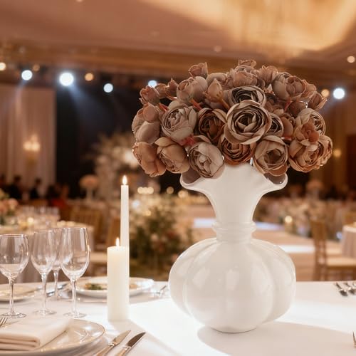 24 Stems Artificial Ranunculus Flowers - 96 Bloom Faux Silk Ranunculus Bouquet for Wedding Decorations, Home Décor, Holiday Arrangements & Large Event Centerpieces (Coffee) - color: Coffee