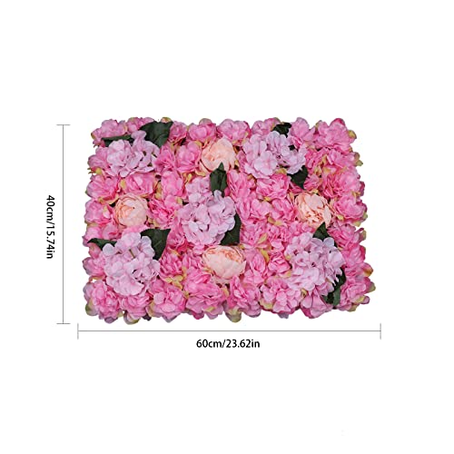 Gdrasuya10 6 Pcs Artificial Flower Wall Panels 3D Flower Background Panel for Wall, 60x40cm Wedding Flower Decorations Wall Silk Rose Panels for Party, Nail, Photo Areas, Stage Background (Pink) - color: 6pcs, Pink