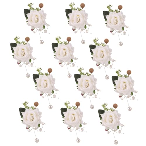 Ivory Boutonnieres Set of 12 for Groom Groomsmen Best Man Artificial Flower Formal Party Boutonniere for Men Suit Decoration Wedding Graduation Prom Homecoming Ivory - color: Ivory Boutonnieres (12pcs)
