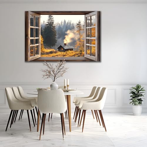 AMAZING WALL Cabin in the Woods View Peel and Stick 3D Fake Window Stickers,Removable Decals Wall Murals for Home Decor,16x24in/1PCS - color: Cabin in the Woods, size: 16x24"/1pcs