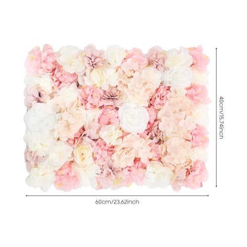 Artificial Silk Flower Panels 6pcs, 3D Silk Dahlias/Roses/Hydrangeas Floral Wall Panel Ideal for Wedding Celebrations, Festive Party Birthday Backdrops and Elegant Home, 16x24 Inch