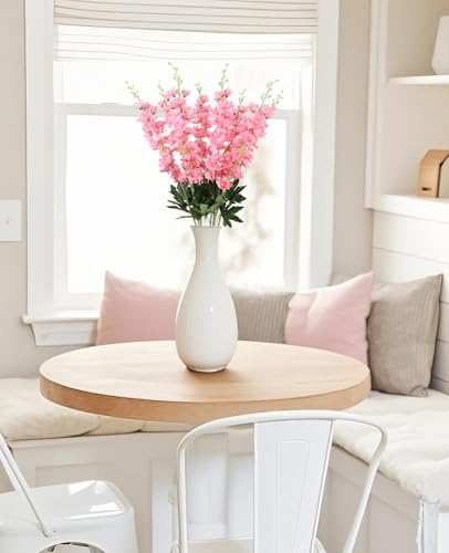Pink Delphinium Artificial Flowers,8PCS Artificial Snapdragon Flowers 33.5'' Tall Fake Flowers Faux Delphinium Bulk for Tall Vase Home Wedding Garden Table Decor(Pink) - color: Pink