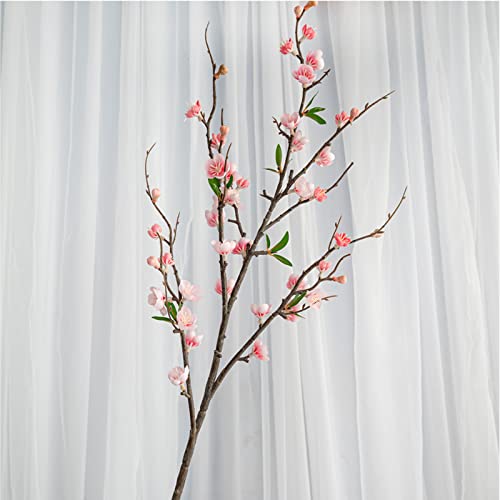 3PCS Artificial Peach Blossom Branches 37inch Long Stem Cherry Blossom Flowers Silk Cherry Blossom Branches for Wedding Office Party Hotel Yard Home Decor(pink) - color: Pink
