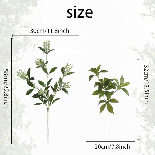 6 Pcs Artificial Greenery Stems, Realistic Faux Eucalyptus Branches Plants for Vase Decor, Wedding Centerpieces, Farmhouse Home Party Decor, Bendable Stems & No Fade (Green) - color: Green