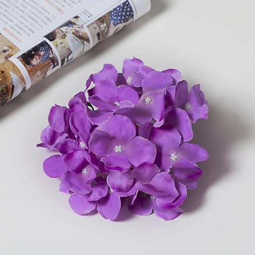 FagusHome Silk Hydrangea Heads 36 Pcs Artificial Flowers Heads and 3 Dozens Stems Fake Hydrangea Flowers with Stems for Home Wedding Decor (Purple) - color: Purple