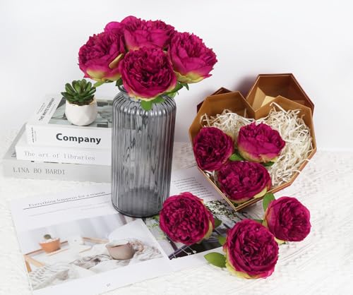 Artificial Peonies 16pcs Artificial Flowers Peony Silk Flower Heads with Stem Purple Fake Flowers Peonies Faux Flowers Realistic Flowers for Home Wedding Party Festival Decor (Purple) - color: Mauve