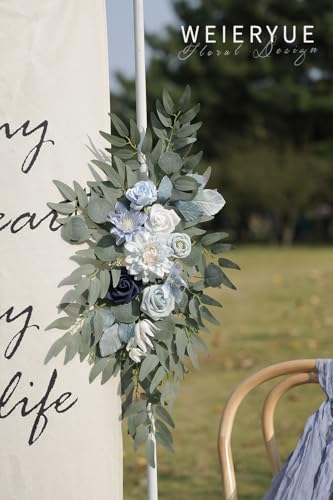 Artificial Wedding Arch Flowers Kit(Pack of 2) for Wedding Arch, Bridal Shower, Ceremony and Reception Backdrop Decoration (Blue Inspiration) - color: Blue Inspiration