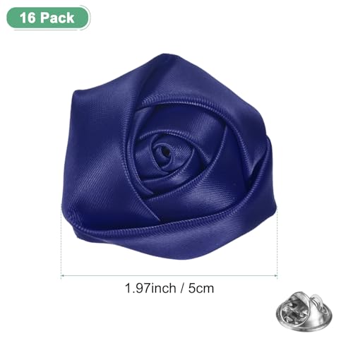 M METERXITY 16-Pack Lapel Pin for Men, Handmade Flower Brooch Button Pins for Men Suits, Formal Boutonnieres for Wedding/Groom/Corsage - color: Navy Blue