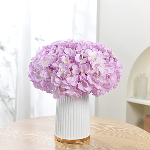 10PCS Artificial Hydrangea Flowers, Fake Hydrangea Silk Flowers Heads with Stems for Wedding Home Party Shop Baby Shower Decoration-Pink - color: New-pink