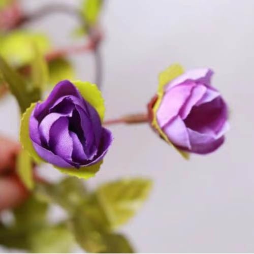 Fantasee Artificial Rose Vine Garland Lights 20 LED 45 Flowers USB Operated Flower Garland Fairy Lights for Wedding Valentine's Day Home Garden Arch Party Birthday Decor (Purple, 6FT) - color: Purple
