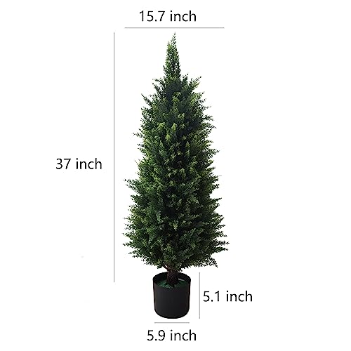 AUMMOOH Artificial Topiary Cedar Trees Outdoor (2, 37 Inch) - size: 37 Inch