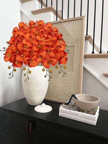 DILATATA 6PCS 32" Artificial Orchid Stems Orange Butterfly Orchid Faux Phalaenopsis Flowers for Home Wedding Centerpieces Office Table Decorations Real Touch Silk Orchids for DIY Floral Arrangements - color: Orange