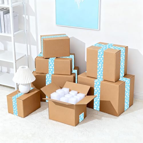 Whaline 109 Yard Groovy Daisy Packing Tape Gift Wrapping Tape Blue White Boho Spring Flower Pattern Tapes for Small Business DIY Crafts Carton Decor - style: Blue White Daisy