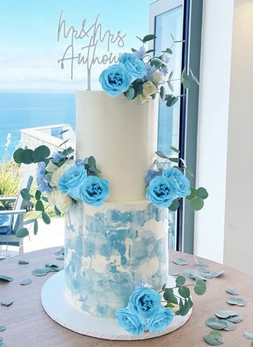 Light Blue Roses Artificial Flowers,30PCS Fake Glitter Roses with Stem for Wedding Bouquet Party Christmas Home Decor(Light Blue) - color: Light Blue