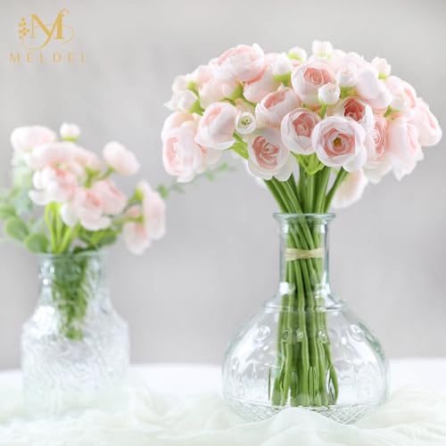 32Pcs Ranunculus Artificial Flower, Faux Silk Mini Ranunculus Flowers for DIY Bouquet, Bulk Fake Peony Wedding Filler Flowers for Centerpieces Arrangements Bridal Shower Decorations Light Pink - color: Light Pink