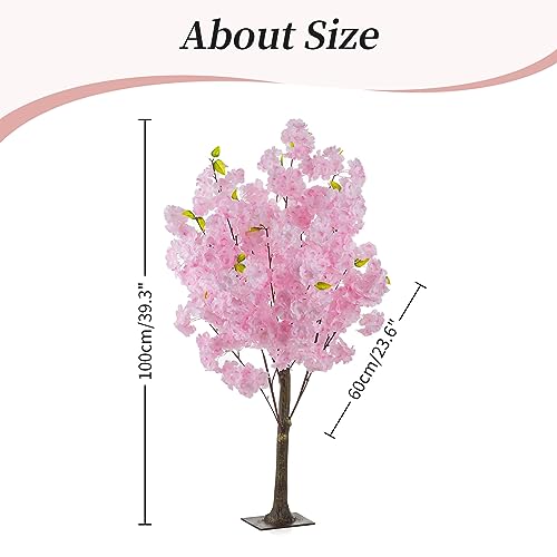 BLOSMON Cherry Blossom Tree Centerpiece: 6 Pcs Pink 39.3 Inch Tall Artificial Cherry Blossom Flower Branches Trees Floral Arrangement for Wedding Table Home Party Event Room Indoor Decoration