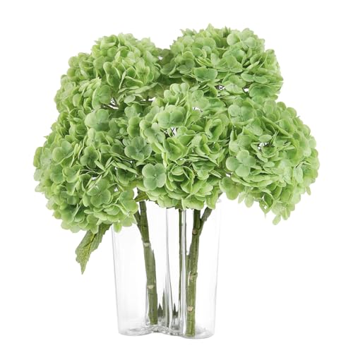 Coferset 3pcs Green Lifelike Hydrangea Artificial Flowers 22inch Real Touch Faux Hydrangea Flower Stem for Home Party Wedding Floral Filler Arrangements Ceterpieces Bouquets - color: Green, size: 3pcs