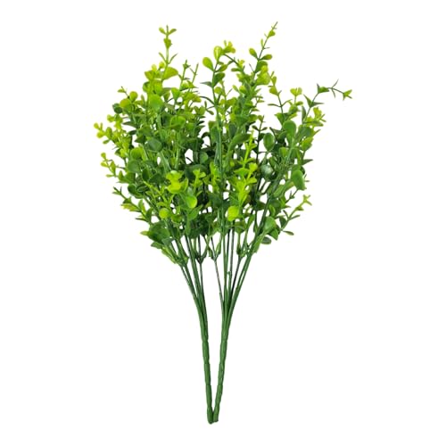 8 Bundles Multi colored artificial eucalyptus leaves, plastic plants, outdoor plants, indoor decorative artificial plants, porch window frames, green plant decorations (8, Little eucalyptus) - color: Little Eucalyptus