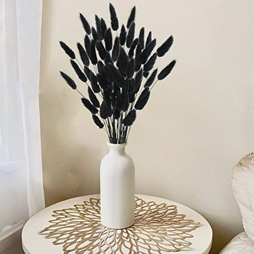 Uieke 17’’ Natural Bunny Tails Dried Flowers, 50 Pcs Dried Lagurus Ovatus, Dried Black Pampas Grass Decor for Farmhouse Flower Arrangements Wedding Home Craft Boho Party Decorations - color: Black-50pcs
