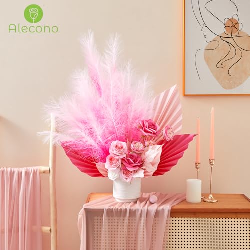 Alecono 𝟯𝟬𝙋𝙘𝙨 Pampas Grass 17in, Gradient Hot Pink Faux Pampas Grass Decor for Home Decoration, Wall Decor for Wedding Centerpieces Party Decorations (Gradient Hot Pink) - color: Gradient Hot Pink, size: 30pcs