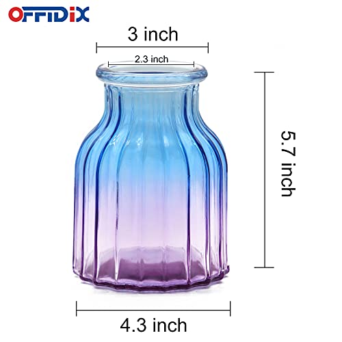 OFFIDIX Glass Vase, Gradient Multicolor Flower Vase for Weddings, Events, Decorating, Arrangements, Flowers, Office, or Home Decor - color: H-blue Purple Gradient