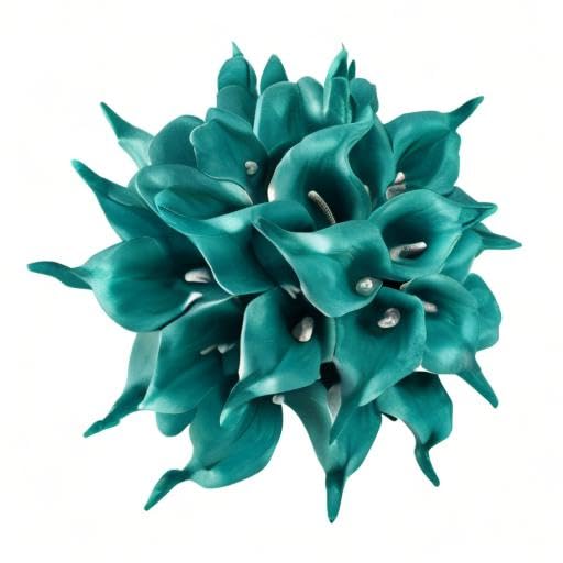 Crafjie 22pcs 13.4 Inch Peacock Blue Lataex Real Touch Artificial Calla Lily Flowers, for Home Decor for Spring Flowers, Home Kitchen, Wedding Decorations, and centerpieces. - color: Peacock Blue