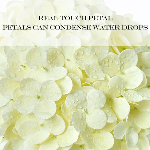JINWOE Boho Real Touch Hydrangea Artificial Flowers, 3Pcs 20” Cream Latex Large Lifelike Silk Flowers,Artificial Hydrangeas for Indoor Bouquet Table Centerpieces Home Outdoor Wedding - color: Cream, size: 3pcs