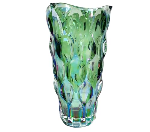 9.5" High Thickened Green Glass Flower Vase for Home Decor, Dining Wedding Table Office Holiday Party Centerpiece Decoration - color: Green