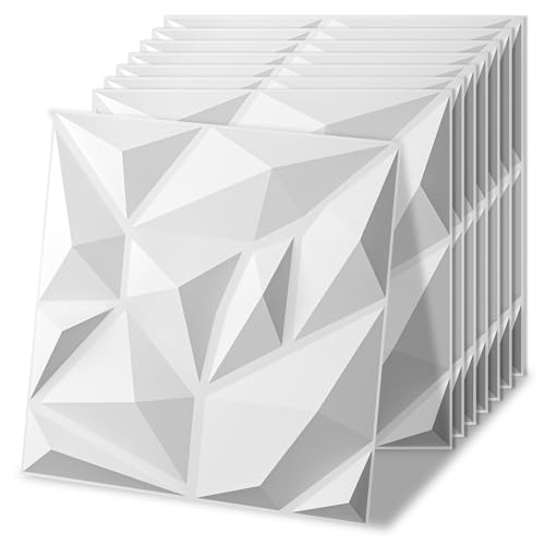 Art3d 20 Pack Decorative 3D Wall Panels for Interior Wall Decor Living Room, 11.8"x11.8" Cover 19 Sq.Feet White PVC Panels for Bedroom TV Background Gaming Room Decor - color: Frost White, size: 11.8"x11.8"