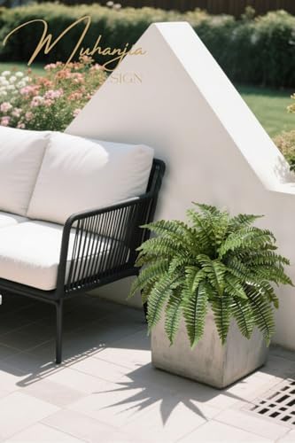 Muhanjia 35" Silky Artificial Boston Fern Bush,Set of 2, Fake Fern Large Hanging Plant That Look Real for Outdoors Home Decor,40Branches. (35" 2Pcs40Fronds) - color: 35"2pcs40fronds-green
