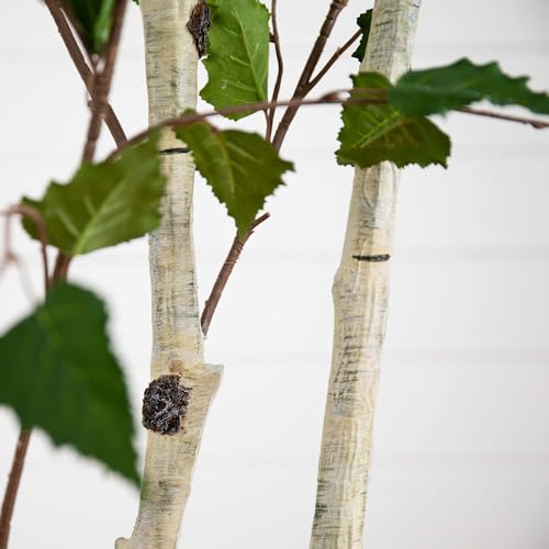 Nearly Natural 7ft. Artificial Birch Tree with Real Touch Leaves - size: 7ft