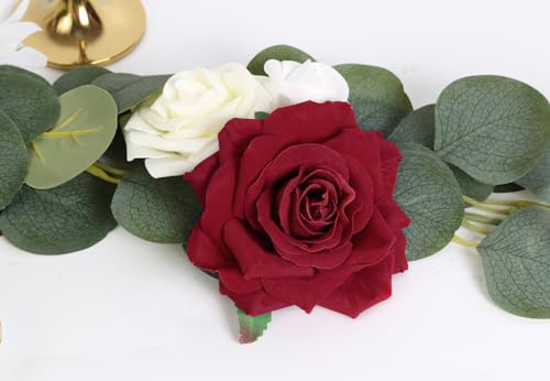 Artificial Velvet Flowers - 4.3" Red Roses, 16pcs Fake Roses Heads for Wedding Bridal Bouquets, Flower Wall Arrangements, Artificial Centerpiece - color: 4.3" Red