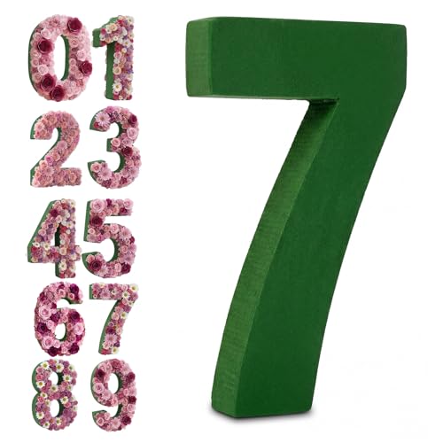 Leinuosen 12 Inch Dry and Wet Floral Foam Numbers Blocks Green Foam Blocks for Fresh and Artificial Flowers for Weddings Birthday Flower Arrangement Craft Project Garden Decoration (Number 7) - style: Number 7