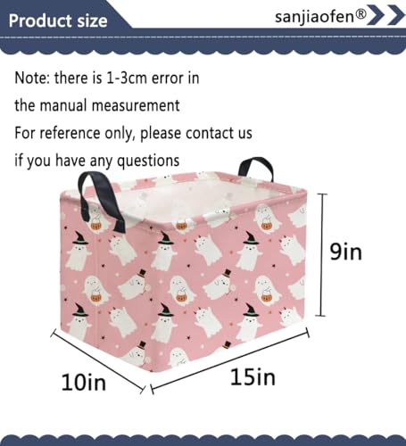 Rectangular Kids Basket,Halloween Basket.Cute Baskets for Girls, Pink Baskets with Handles.Books Bins,Gifts Box. (Pink Halloween) - color: Pink Halloween