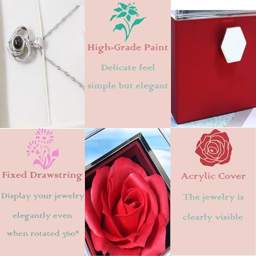 Romantic Gifts for Her Rose Ring Box Jewelry Box Artificial Flowers Eternal Rose Box Anniversary Wedding Valentine's Day Christmas Birthday Thanksgiving Gifts for Mom Wife Girlfriend Women - color: black