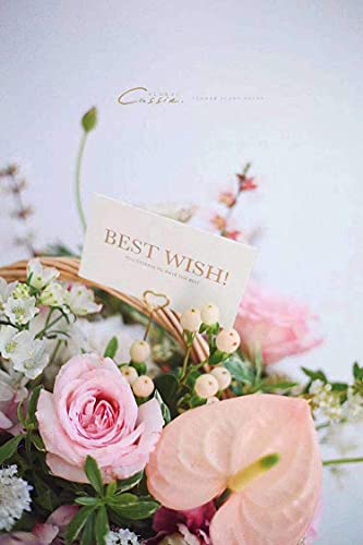H&W 12''L Golden Heart Loop Round Shape Card Holders 40PCS Floral Picks Clips for Wedding & Flower Arrangements, DIY Craft Wire Clip Table Card Holders Note Photo Picture Memo Holder Cake Topper - color: Heart