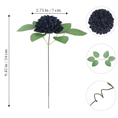 25Pcs Navy Blue Dahlia Foam Flowers Artificial Dahlias Realistic Fake Roses with Stems for DIY Wedding Bouquets Party Table Centerpieces Home Decorations (Navy Blue) - color: Navy Blue
