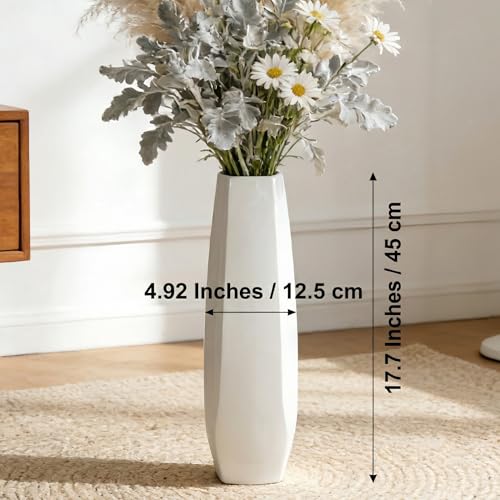 17.7 Inch White Ceramic Floor Vase, Tall Decorative Vase with Glossy Glaze, Large White Vases for Flowers, Pampas Grass, Modern Ceramic Vases for Living Room, Office, Bedroom, Home Decor - color: Shape 3