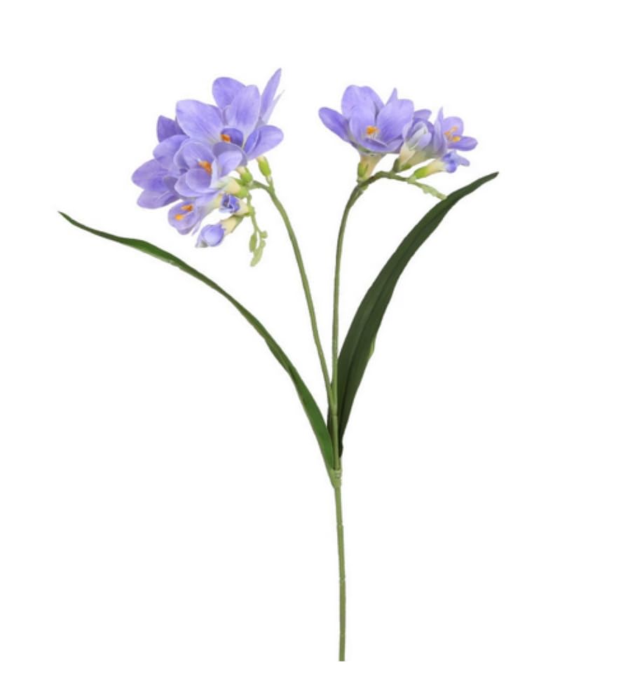 4pcs Freesias Flowers Artificial with Long Stem,24"Real Touch Dendrobium Plants Fake Orchid Leaves,Faux Larkspur Flowers for Outdoor Table Garden Party Wedding Bouquet Fillers,Patio Decor (Blue) - color: Blue