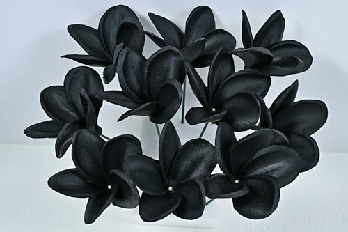 Birthday Gifts for Women 10pcs Black Flowers PU Real Touch Flowers Hawaiian Plumeria Frangipani Artificial Flowers for DIY Birthday Gifts Wedding Gifts Home Decor Table Centerpiece - color: 822, size: 10pcs