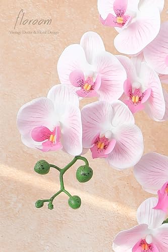 Floroom 2pcs Faux Phalaenopsis Orchid Fake Artificial Flower with Stems, Real Touch Large Blooms 40 Inch for DIY Bouquets, Wedding Centerpieces & Home Decor, Pale Pink - color: Pale Pink