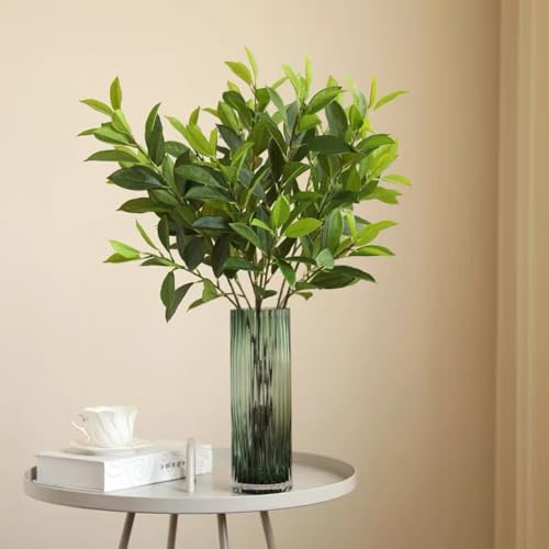 3Pcs Artificial Lucky Greenery Stem 33In Fake Lemon Leaves Tree Branches for Home Dining Table Kitchen Decor