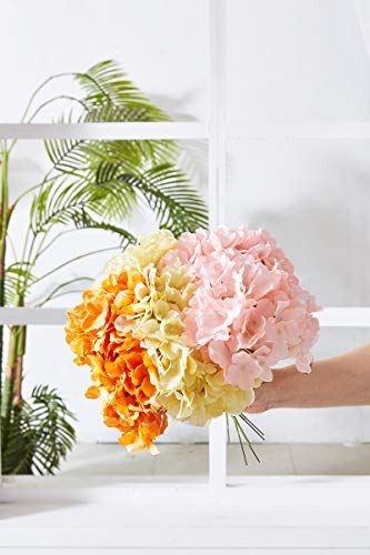 10Pcs Artificial Hydrangea Flowers Blush Heads Fake Hydrangea Silk Flowers for Wedding Centerpieces Bouquets DIY Floral Decor Home Decoration with Stems(VASE NOT Included) - color: 10pcs Blush, size: Large