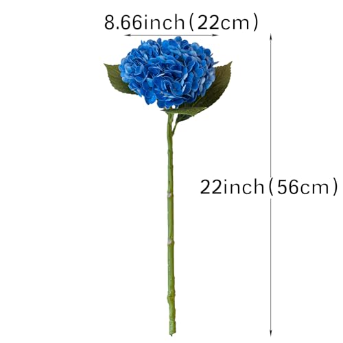DUYONE 22" Real Soft Touch Hydrangea Artificial Flowers Realistic,Large Long Stem Fake Flowers Full Latex Faux,Wedding Bouquet,Party Home Decor,Garden Office Room Table Centerpieces Klein Blue 3Pcs - color: Klein Blue, size: 3Pcs
