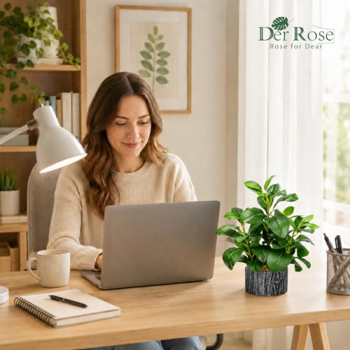 Der Rose 15.7" Artificial Plants Indoor, Money Leaf Fake Plants in Pot for Desk Shelf Office Bedroom Apartment Decor - color: 1pack-green Style a