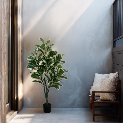 XBrand 47.2-Inches Artificial Ficus Tree in Pot for Indoor Outdoor Home Office Store, Great Housewarming Gift - color: Ficus Tree, size: 3ft 11in