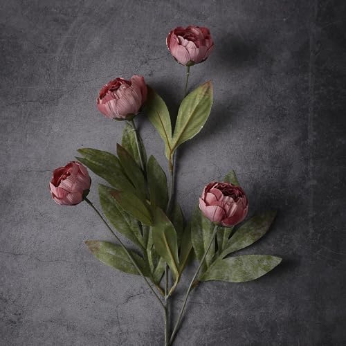 VIERENA 6 Pcs Faux Silk Peony Artificial Flowers for Vase -27", Bulk Fake Peonies Branches with Stems for DIY Bouquet Centerpieces Wedding Fillers Arrangements Shower Decorations (Warm Pink) - color: Warm Pink